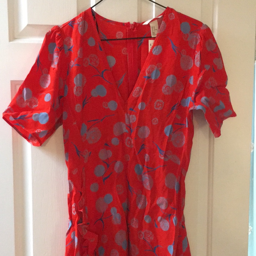 Orange and blue h&m asymmetrical midi dress NWT